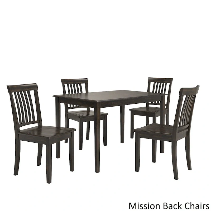 Wilmington II 48-Inch Rectangular Antique Black 5-Piece Dining Set by iNSPIRE Q Classic