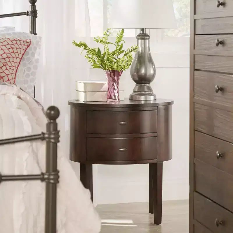 Black / Espresso / Grey / White 2-Drawer Oval Wood Accent Table, 1-Piece