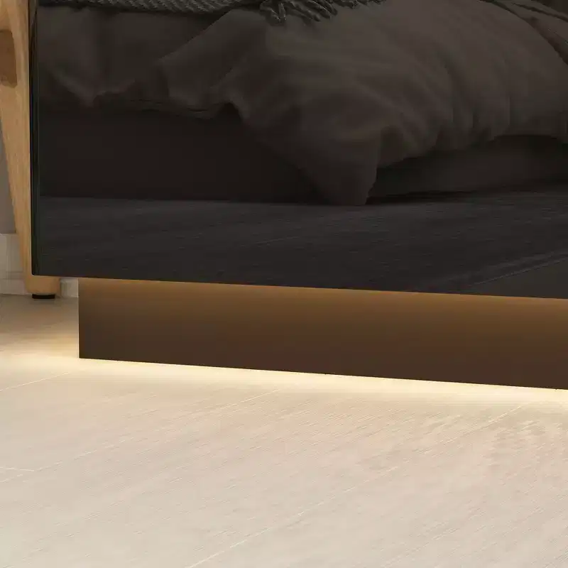 Hitow High Gloss 5 Drawer Dresser with Underlight Concealed Handle Chest of Drawers