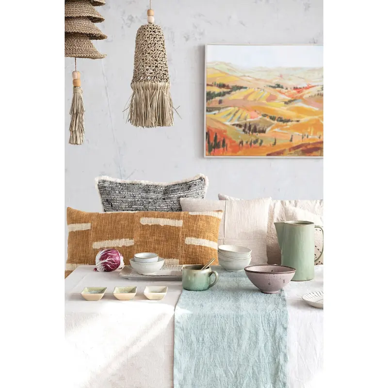 Wood and Hand-Woven Seagrass Mobile Wall Hanging - 29.5 L x 7.9 W x 45.3 H