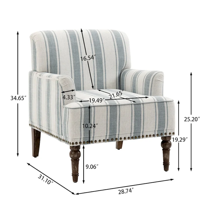 Modern Striped Accent Chairs with Arms