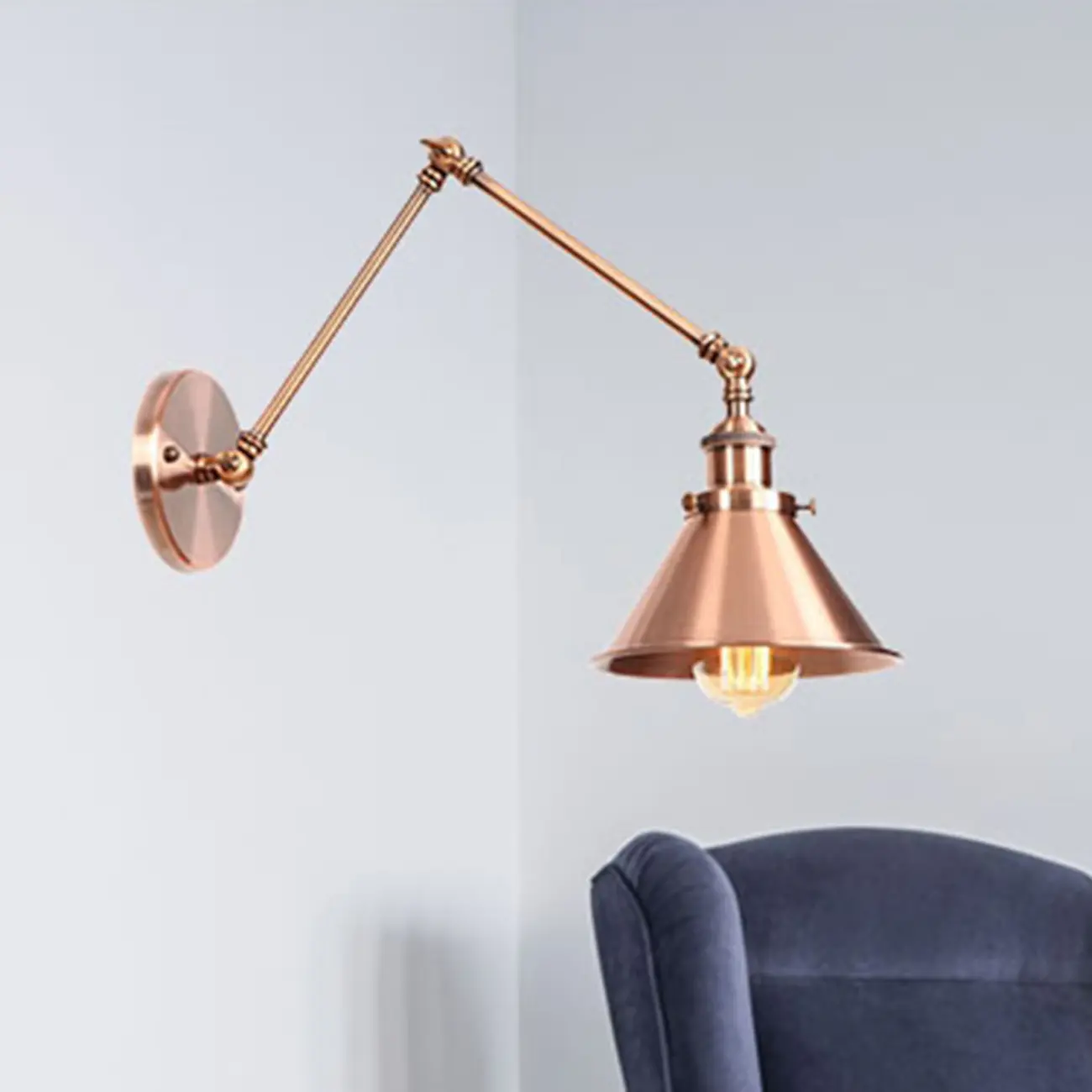 16-Inch Swing Arm Retro Metal Adjustable Wall Light