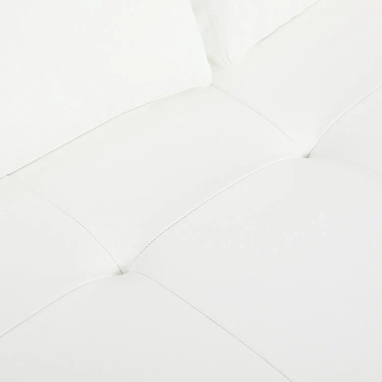 Modern Genuine Leather Sofa with Wooden Legs & Additional Bolster Pillow