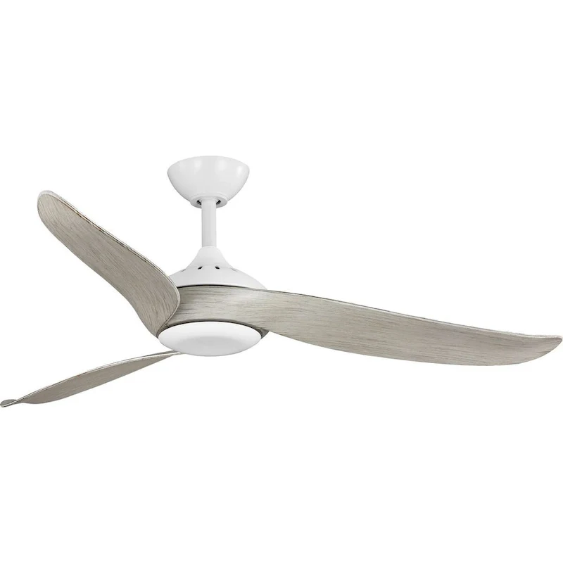 Conte Collection 52-in Three-Blade Matte White Contemporary Ceiling Fan with Washed Oak Blades - 52 in x 52 in x 14.0625 in
