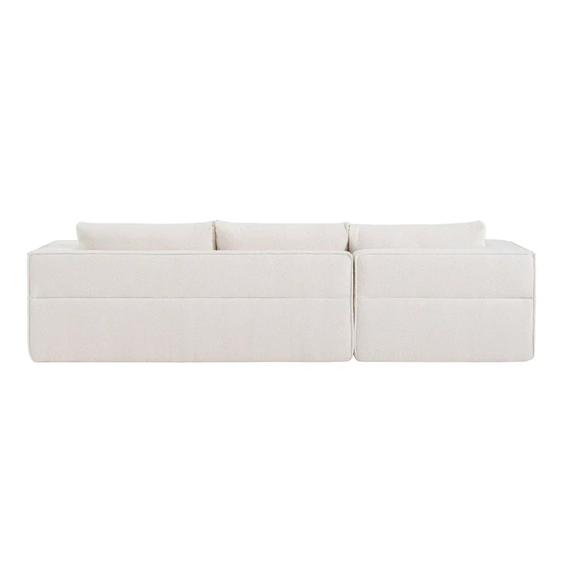 112 Boucle Modular Sectional Sofa with Free Side Table, Wide Seat Design and No Assembly Required