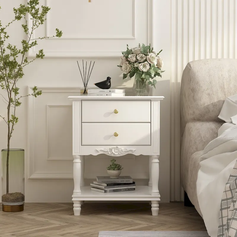 Nightstand Side Table Wood Night Stand White Bedside Table Lacuqer