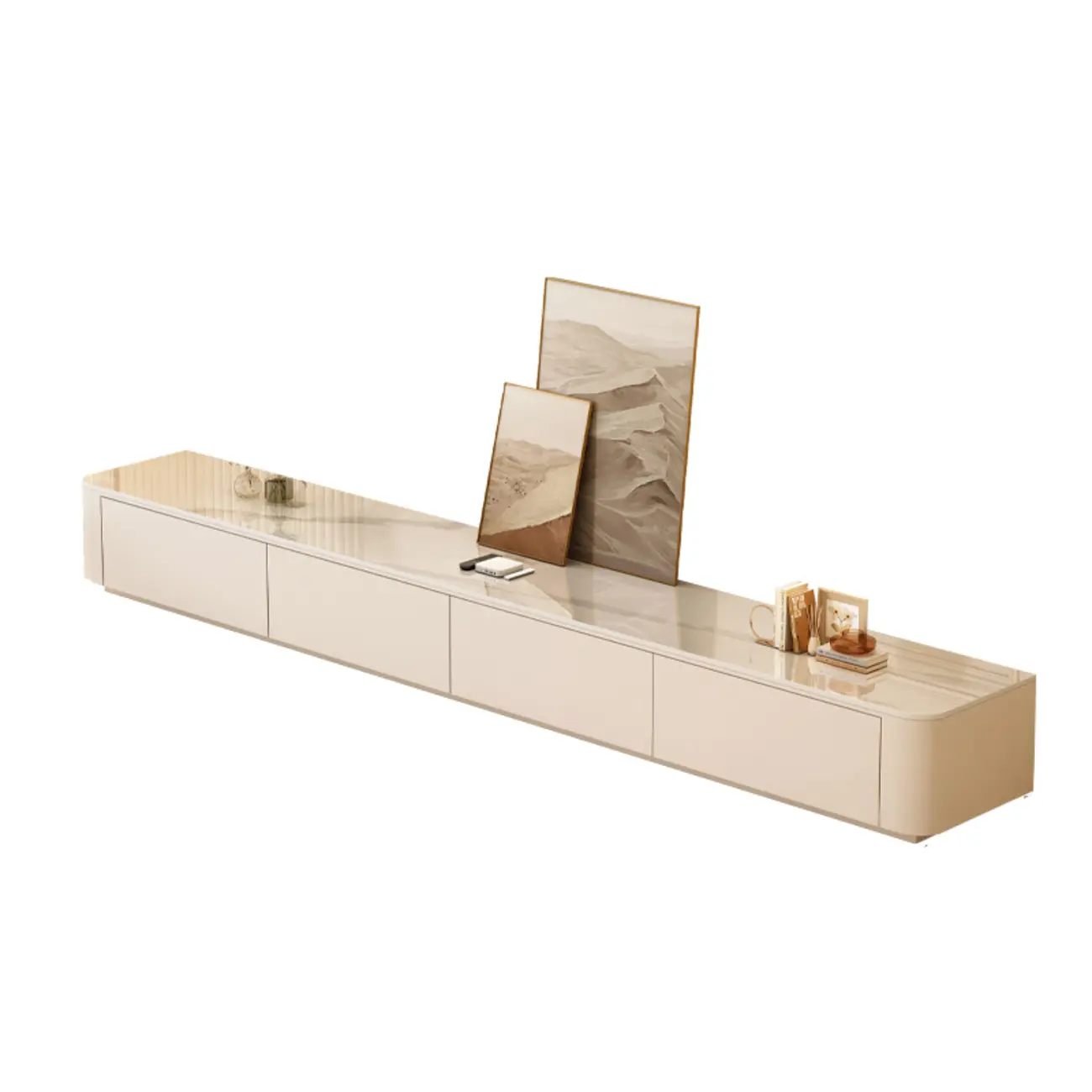 Modern Wooden TV Stand with Drawers and Cable Management