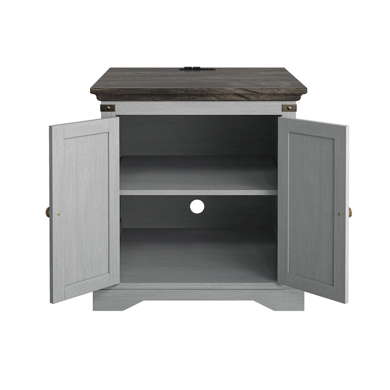 Farmhouse End Table with Charging Station - 25 in Height