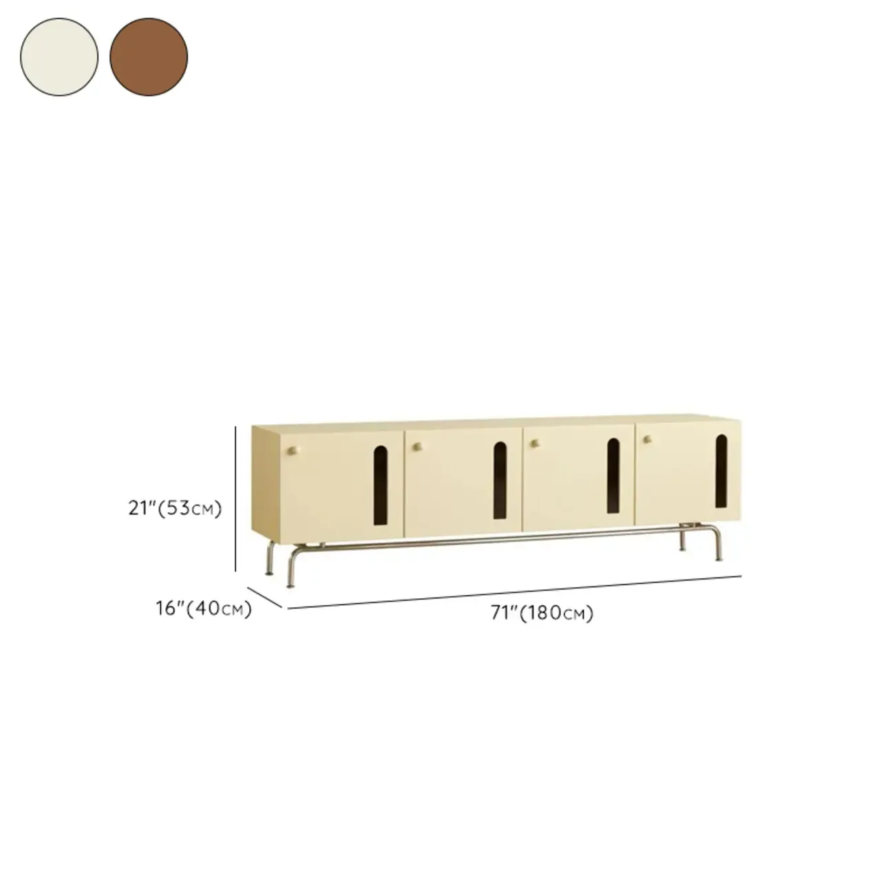 Living Room Rectangle Brown Wood TV Stand with Metal Legs