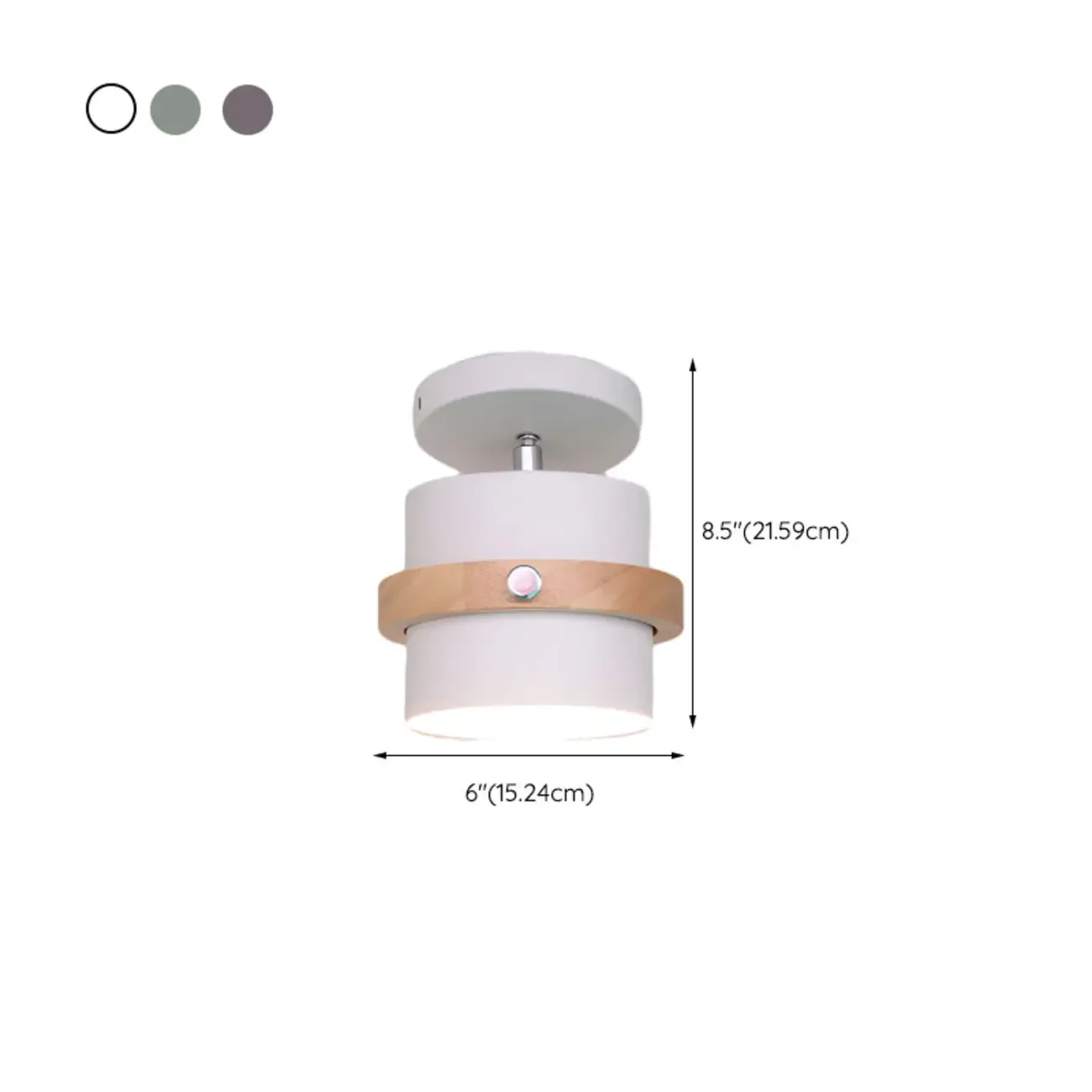 Green Cylinder Iron Modern Semi Flush Mount Ceiling Light