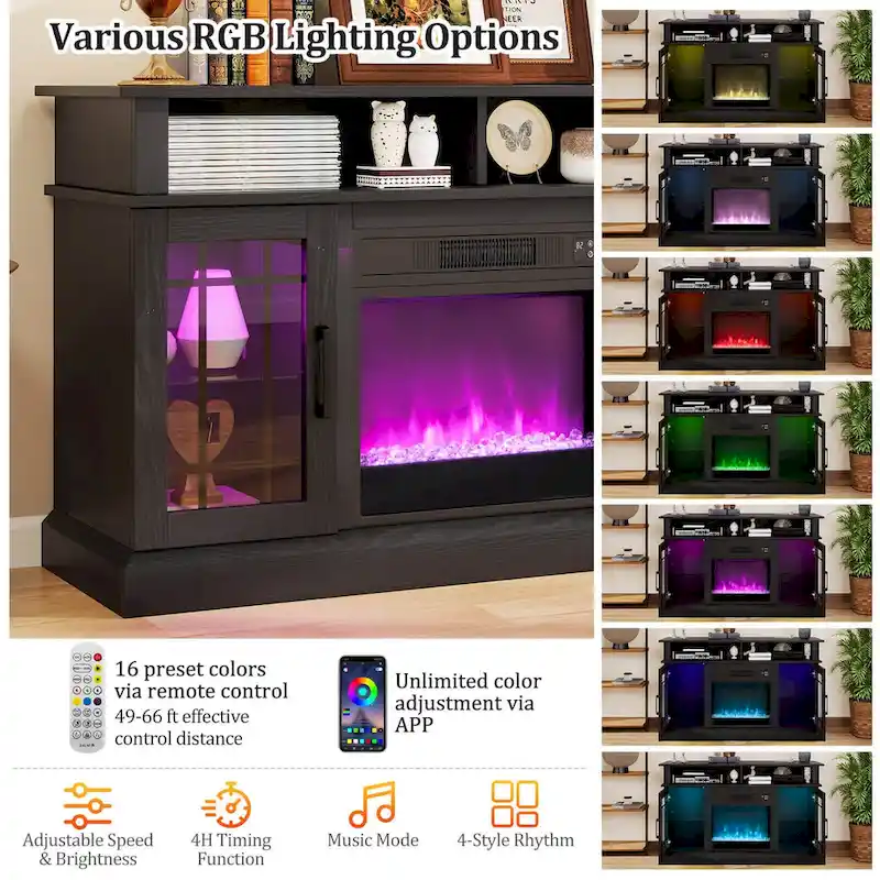 Costway TV Stand with Electric Fireplace LED Lights Remote Controls - See Details