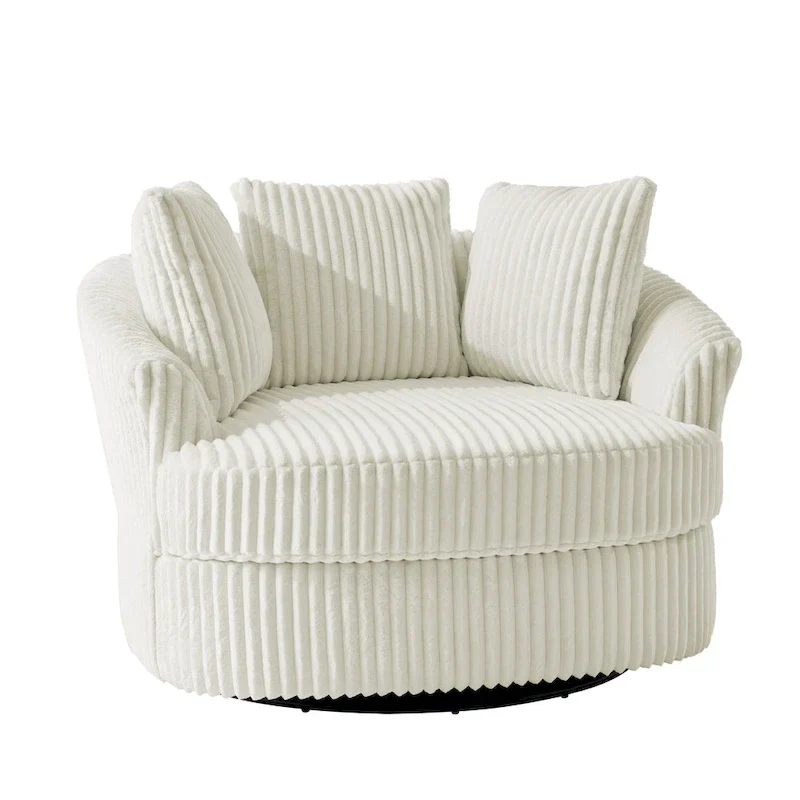 DREAMSIDEA 2 Set Recessed Arm Slipcovered Swivel Barrel Chair