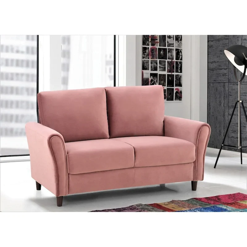 Corel Plush Velvet Loveseat w/ sloped arms