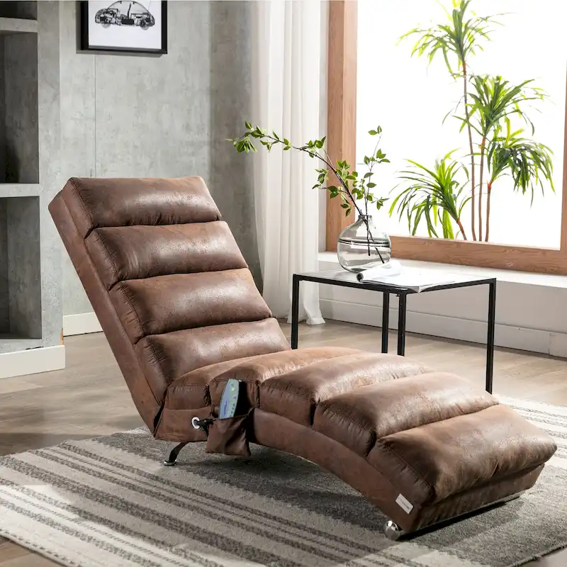 Modern Tufted Oversized Chaise Lounge Massage Chair For Living Room, Bedroom