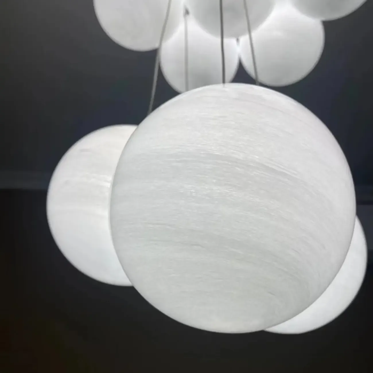 White Matte Glass Shade Multi Globe Light Chandelier