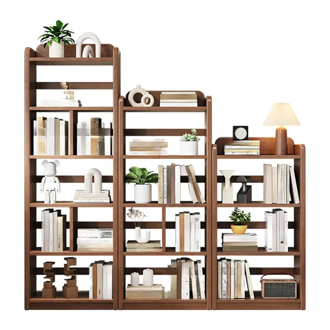 Rectangle Multi-Shelf Open Back Brown Wood Bookcase