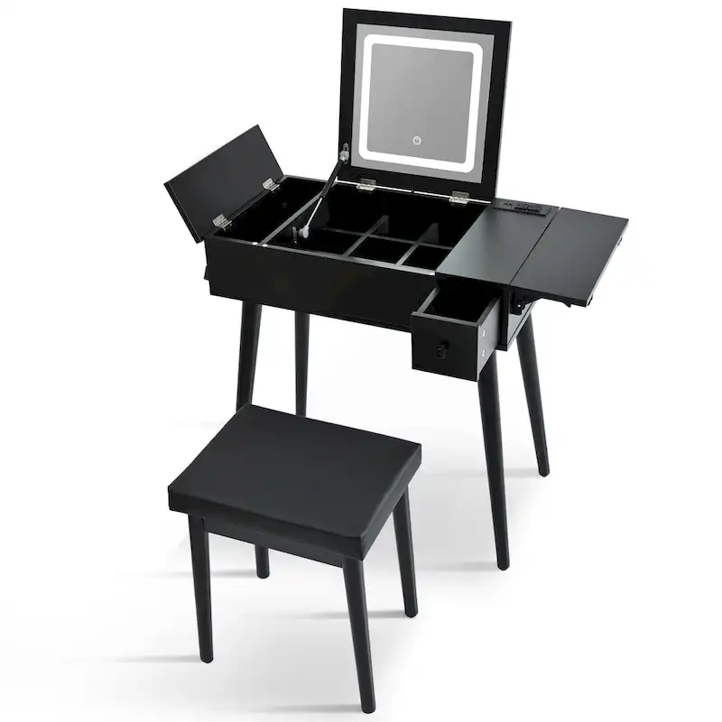 27.9 Makeup Vanity Desk with Flip Top Mirror and LED Light