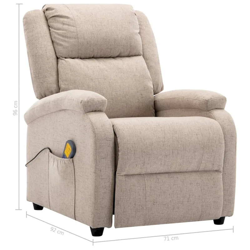 vidaXL Massage Chair Cream Fabric - 71 x 92 x 96 cm