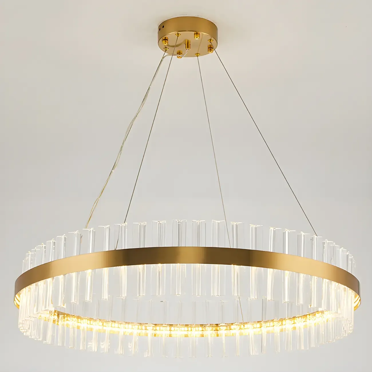 Modern Brass Round Crystal Island Chandelier