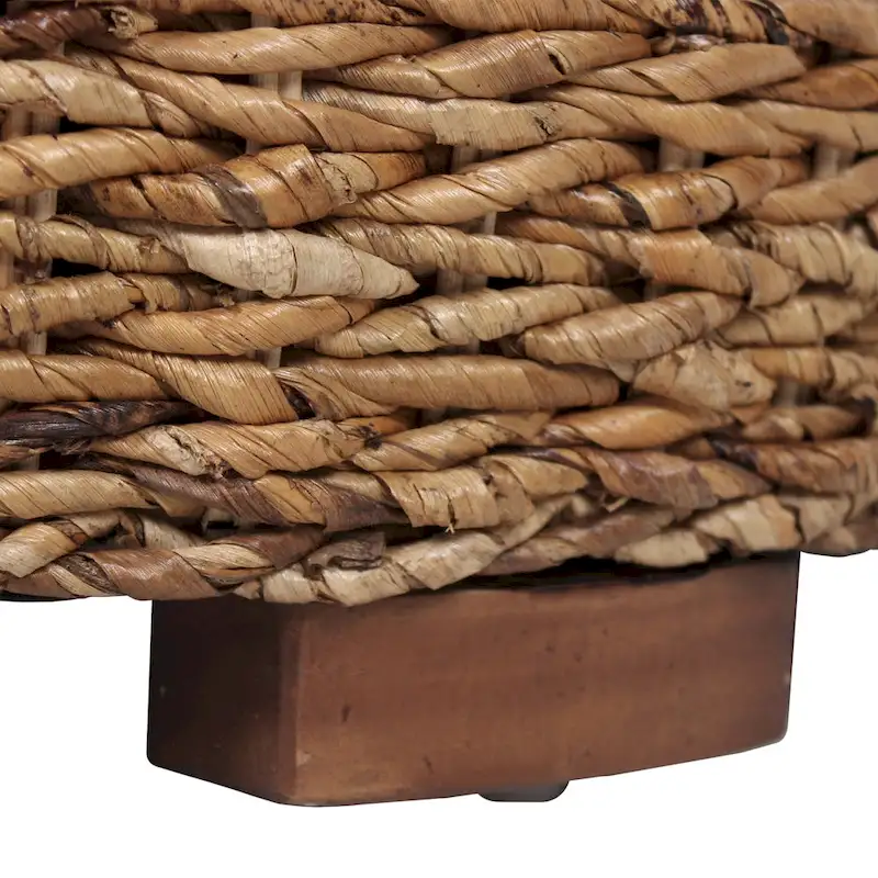 Hand-Woven Natural Abaca Wood Round Coffee Table Ottoman by East at Main