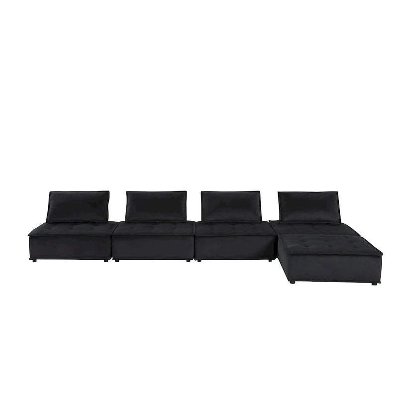 Velvet 5-Person Combination Sofa with Ottoman