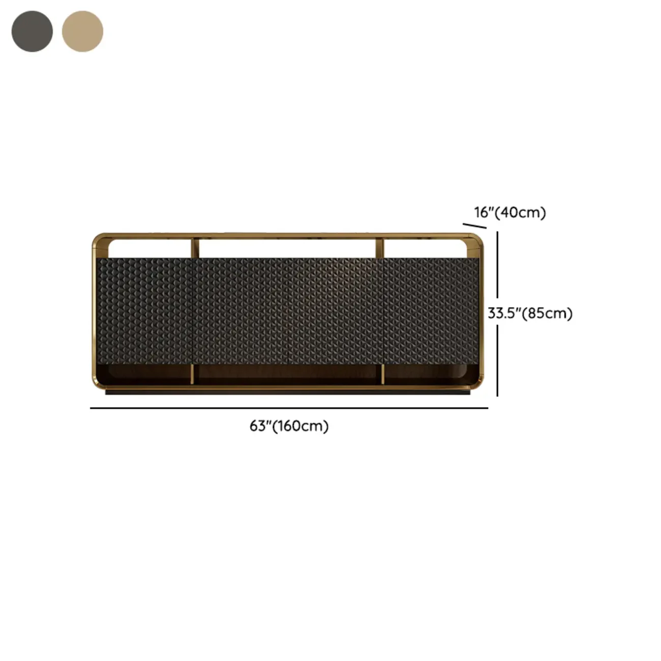 Glam Metal and Wood Sideboard with Shelves