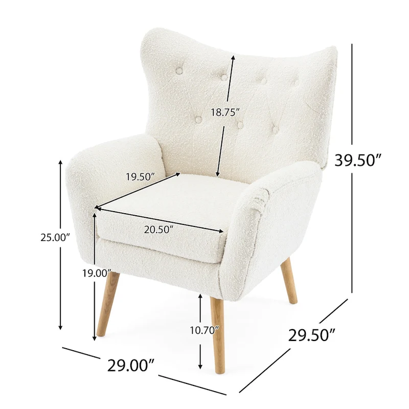 Almond Boucle Wingback Tufted Club Chair by Christopher Knight Home