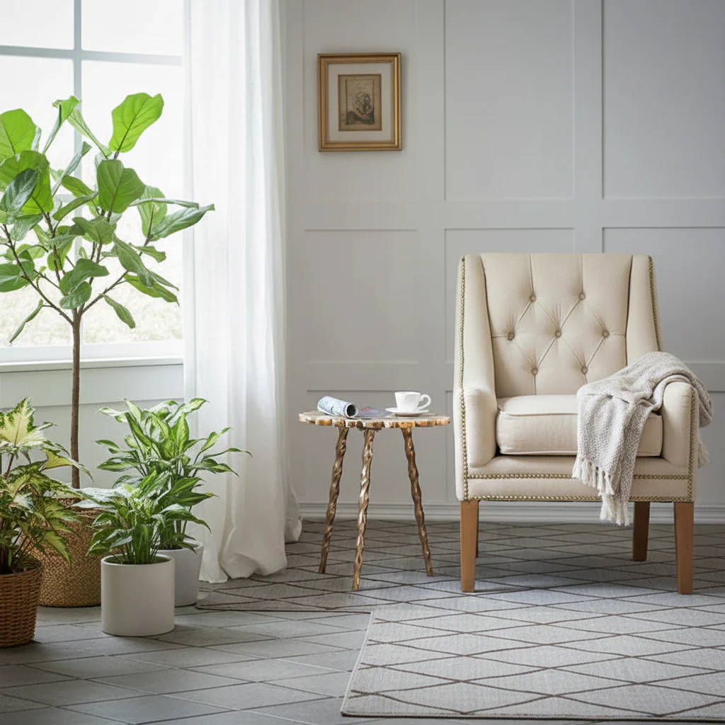 Gold Agate and Brass Inlay with Twisted Legs Side Table
