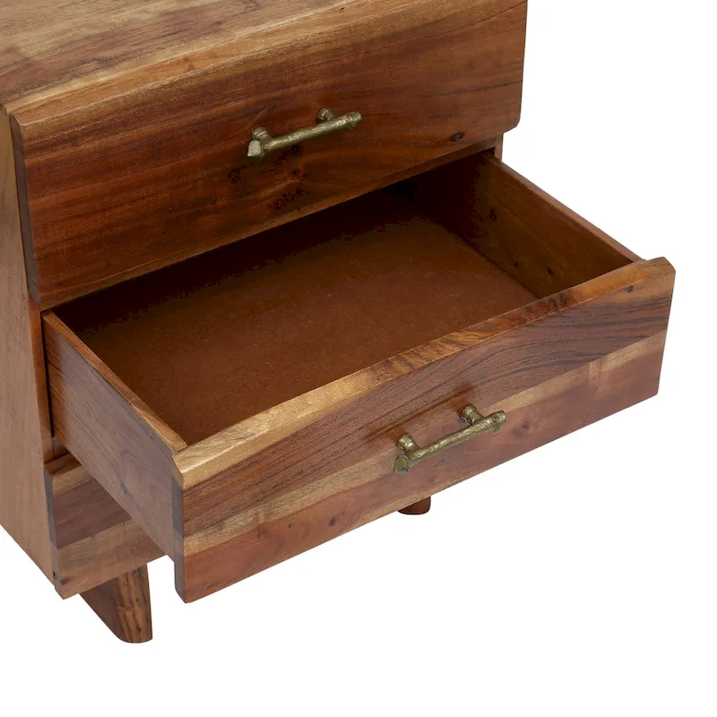 Terrell Handcrafted Boho Acacia Wood 3 Drawer Nightstand (Set of 2) by Christopher Knight Home