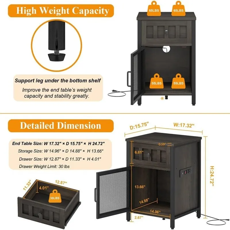 End Table with Charging Station