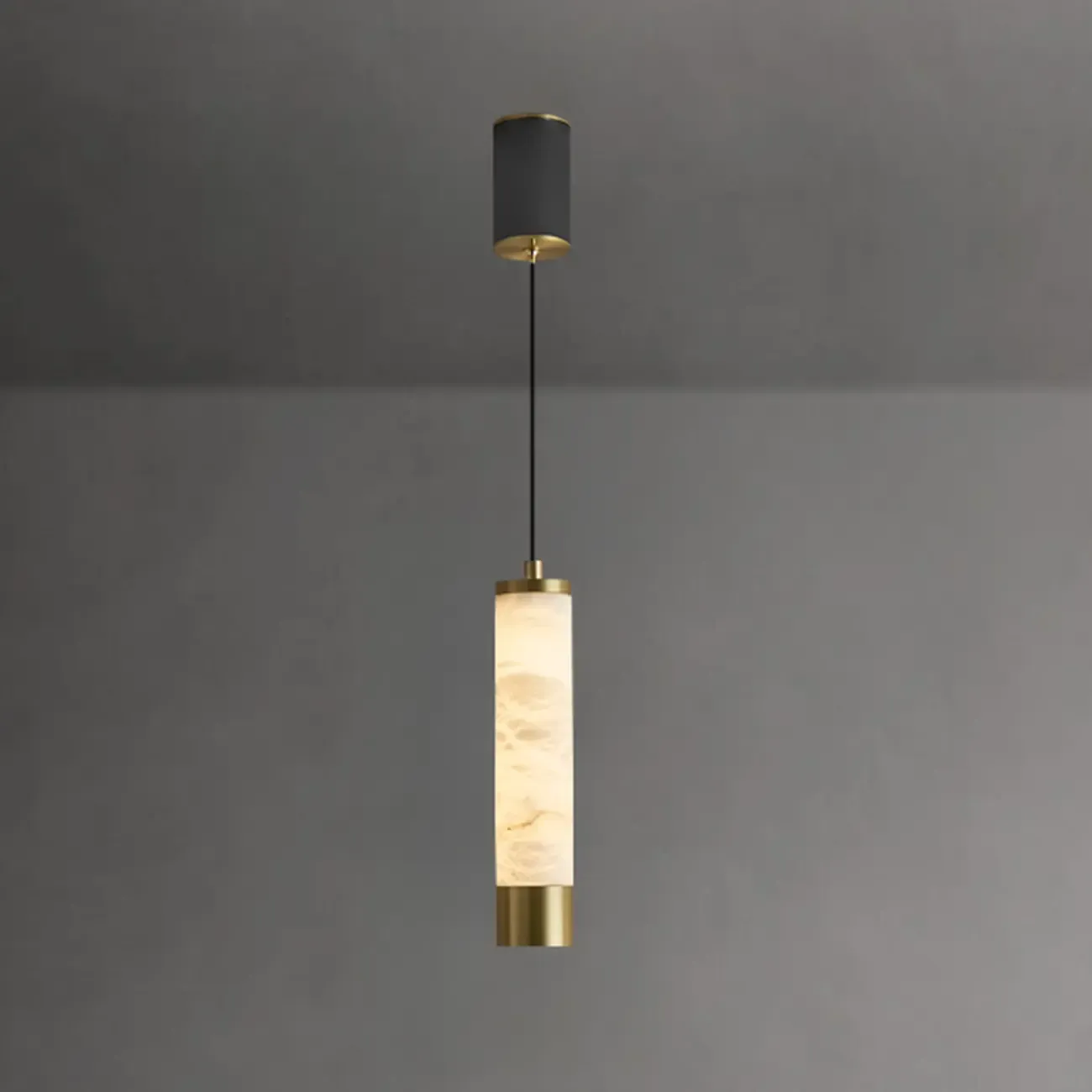 Adjustable White Stone Cylinder Hanging Pendant Light