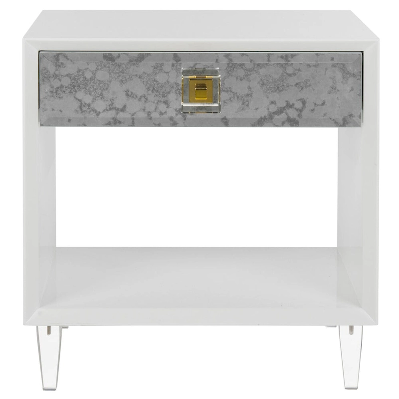 SAFAVIEH Couture Myrthe Eglomise Side Table- White - 24 W x 18 L x 25 H - 24Wx18Dx25H