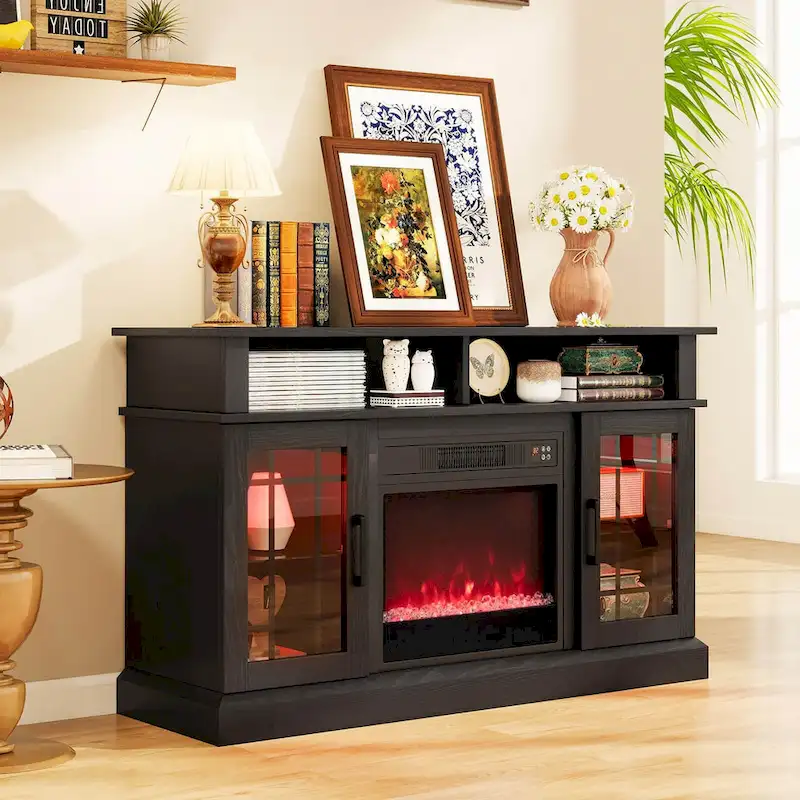 Costway TV Stand with Electric Fireplace LED Lights Remote Controls - See Details