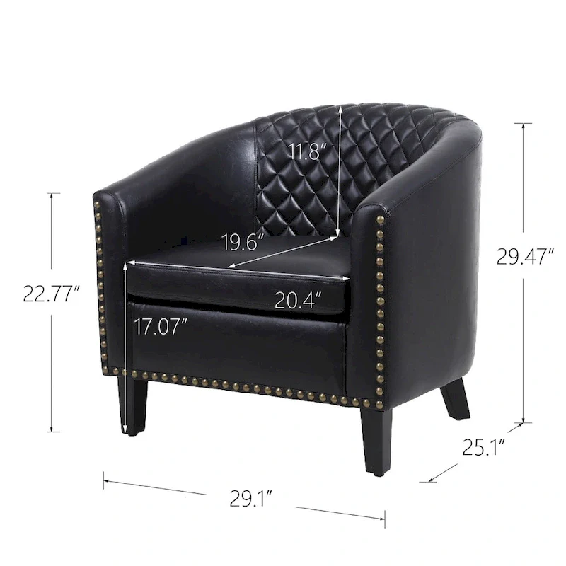 Barrel Accent Chair with Nailhead Trim and Solid Wood Legs