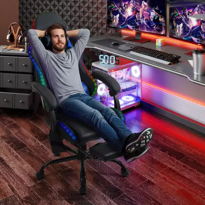 EROMMY Gaming Chair With Massager & Footrest