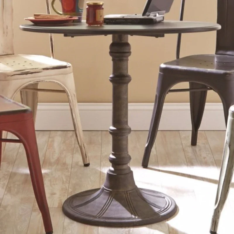 Round Transitional MDF and Metal Bistro Dining Table - 30 H x 30 W x 30 L Inches