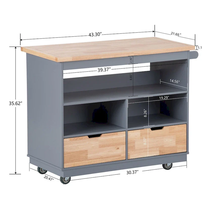Two-sided Kitchen island Cart on Wheels by Harper&Bright Designs