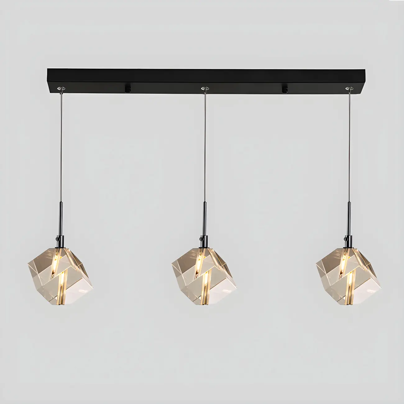 Modern Crystal Cube Island Pendant Light for Kitchen