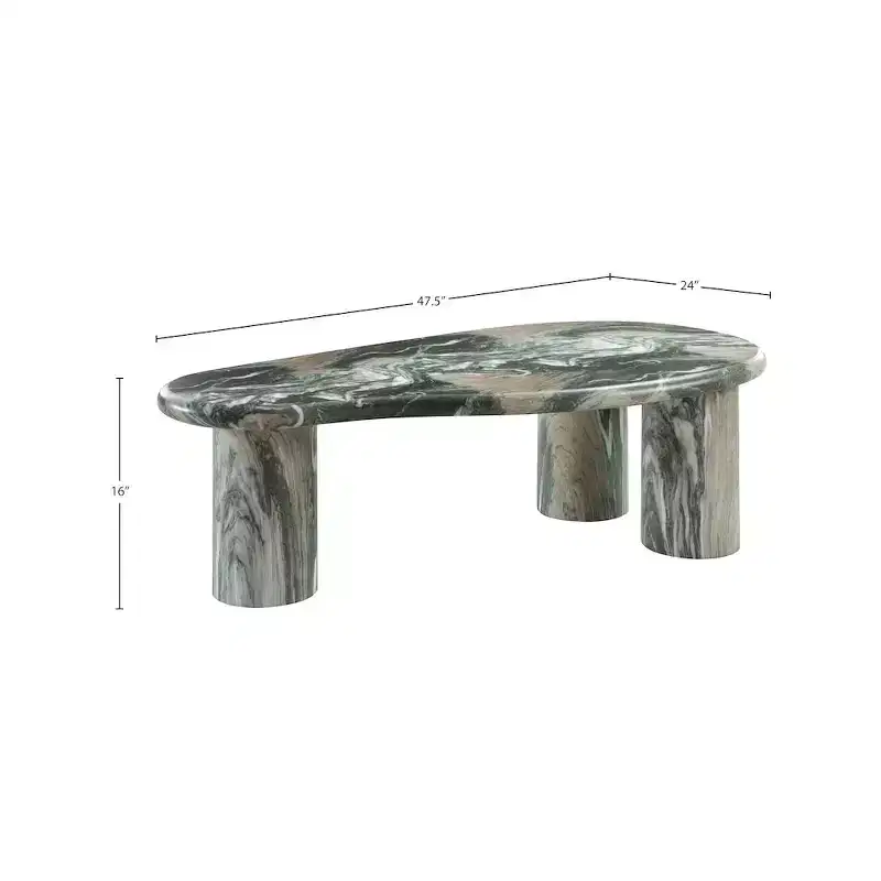 Meridian Furniture Sassari Green Marble Finish Concrete Coffee Table