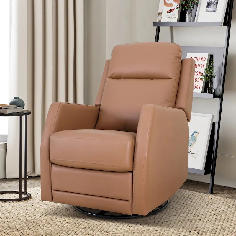 Esteban Modern Faux Leather Manual Rocking Swivel Recliner with Wingback