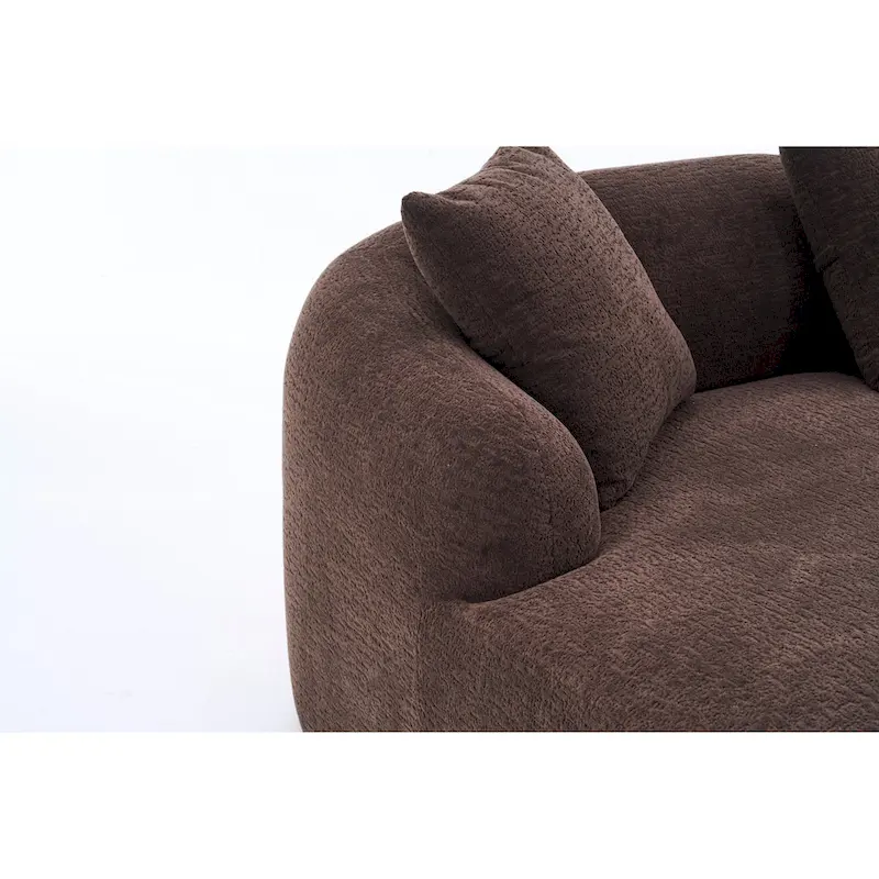 98.4 Chenille L-Shaped 3-Seater Sofa with Chaise Lounge and 4 Pillows