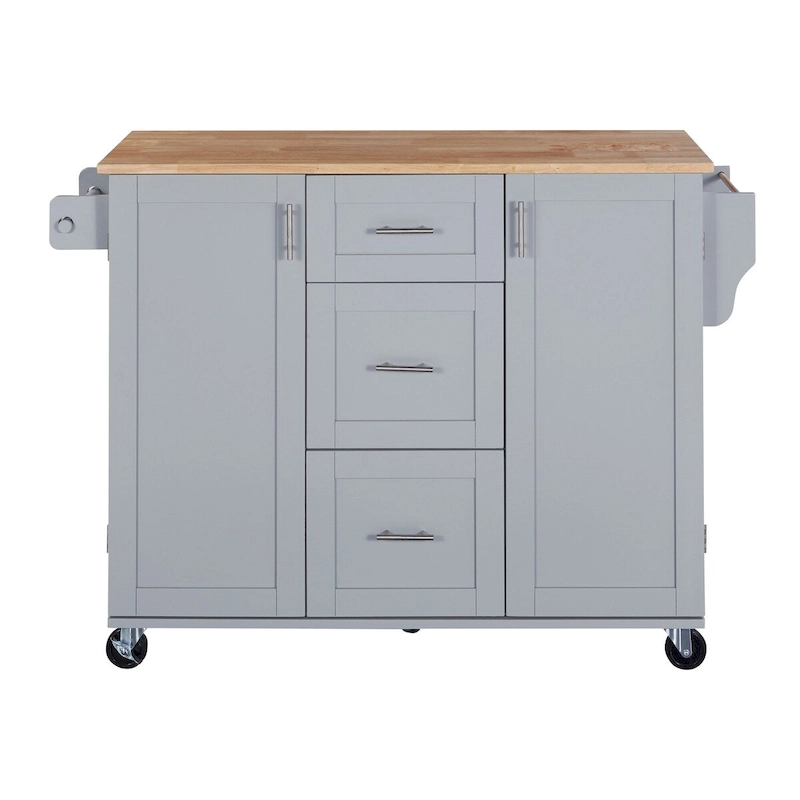 Kitchen Cart with Rubber Wood Top