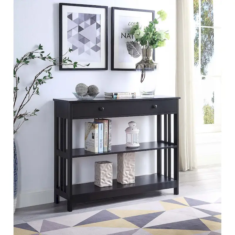 Convenience Concepts Mission 1 Drawer Console Table with Shelves