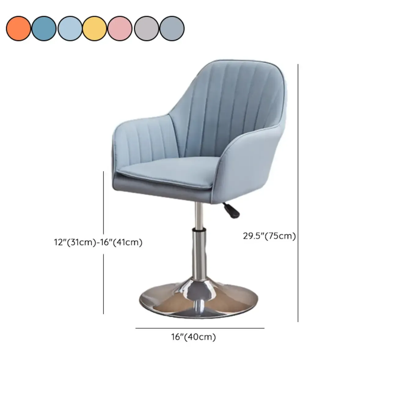 Sleek Grey Leather Swivel Office Chair
