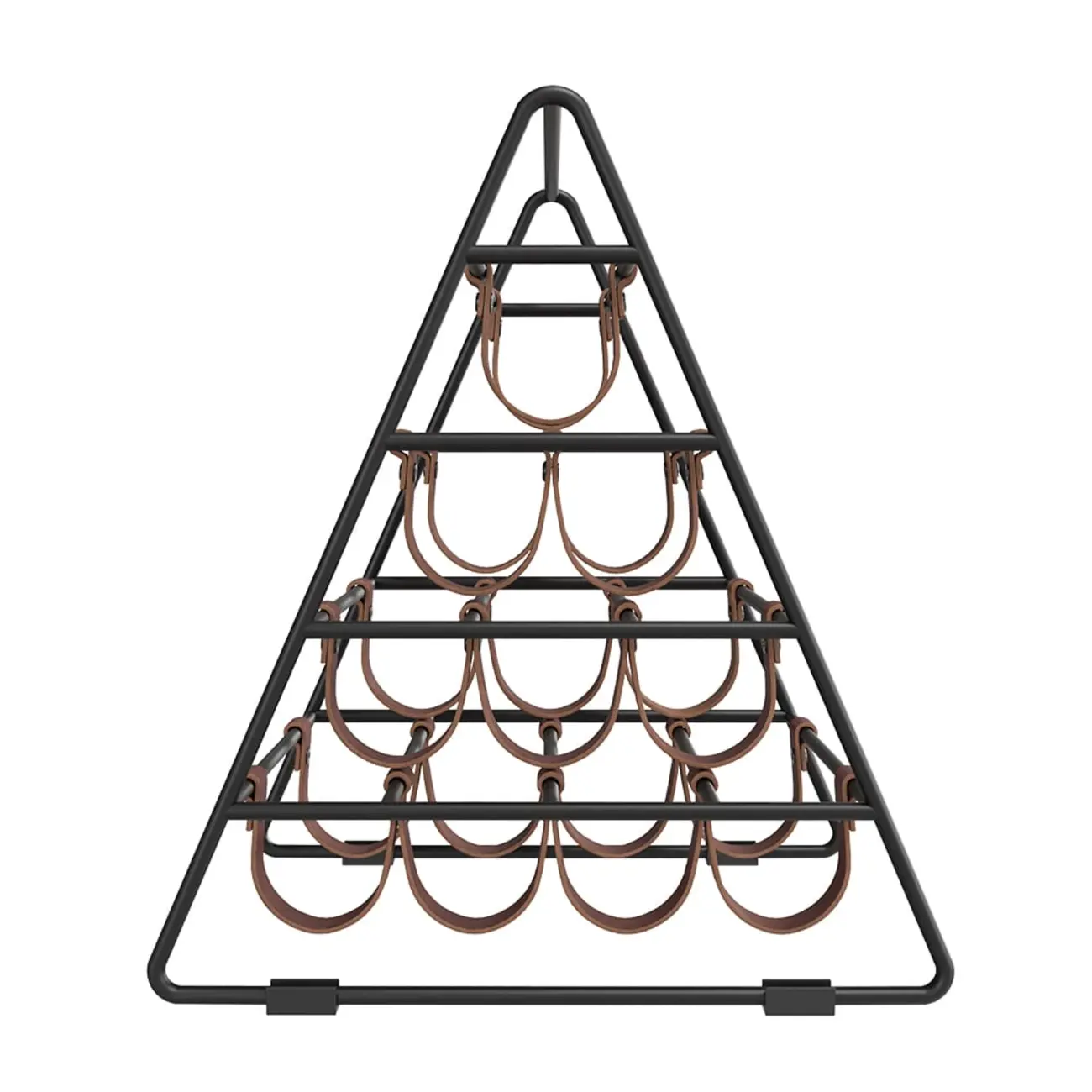 Industrial Black Metal Countertop Triangle 10 Bottles Wine Rack Holder