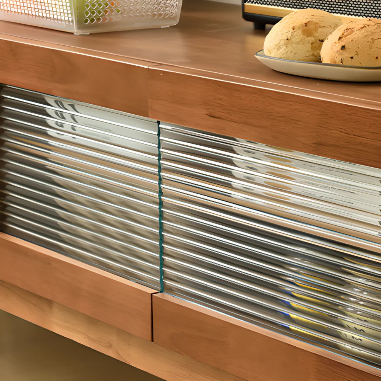 87 Living Room Walnut Wood TV Stand with Adjustable Shelves