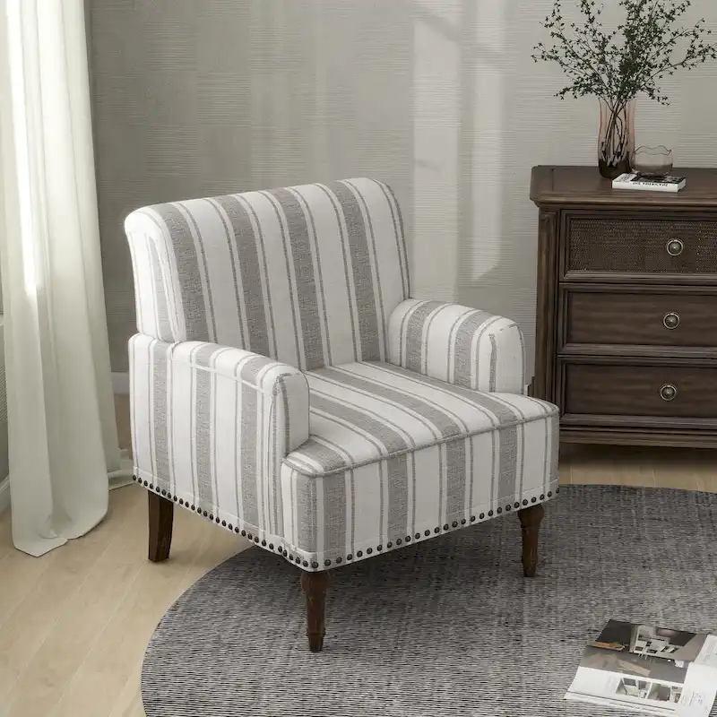 Modern Striped Accent Chairs with Arms