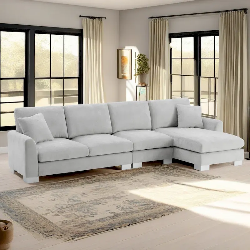 Rosita Modern L-shaped Sectional Sofa with Chaise Lounge by GDFStudio