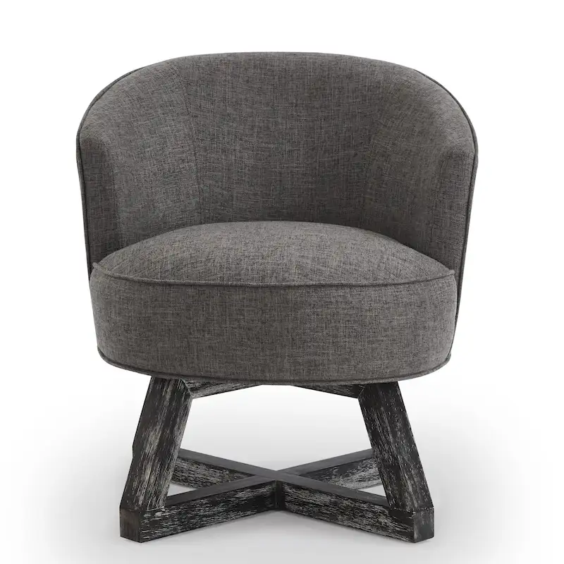 GDFStudio Swivel Accent Chair with Cross-shaped Wooden Base