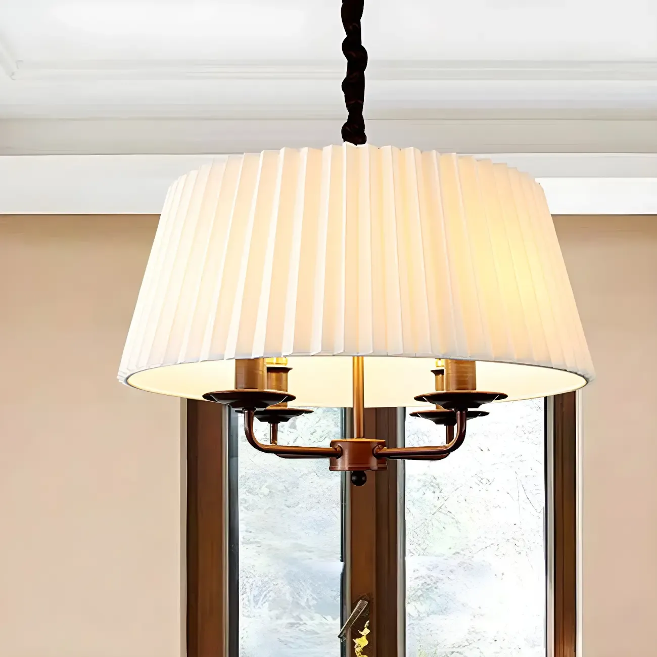 Adjustable Classic Metal White Drum Chandelier